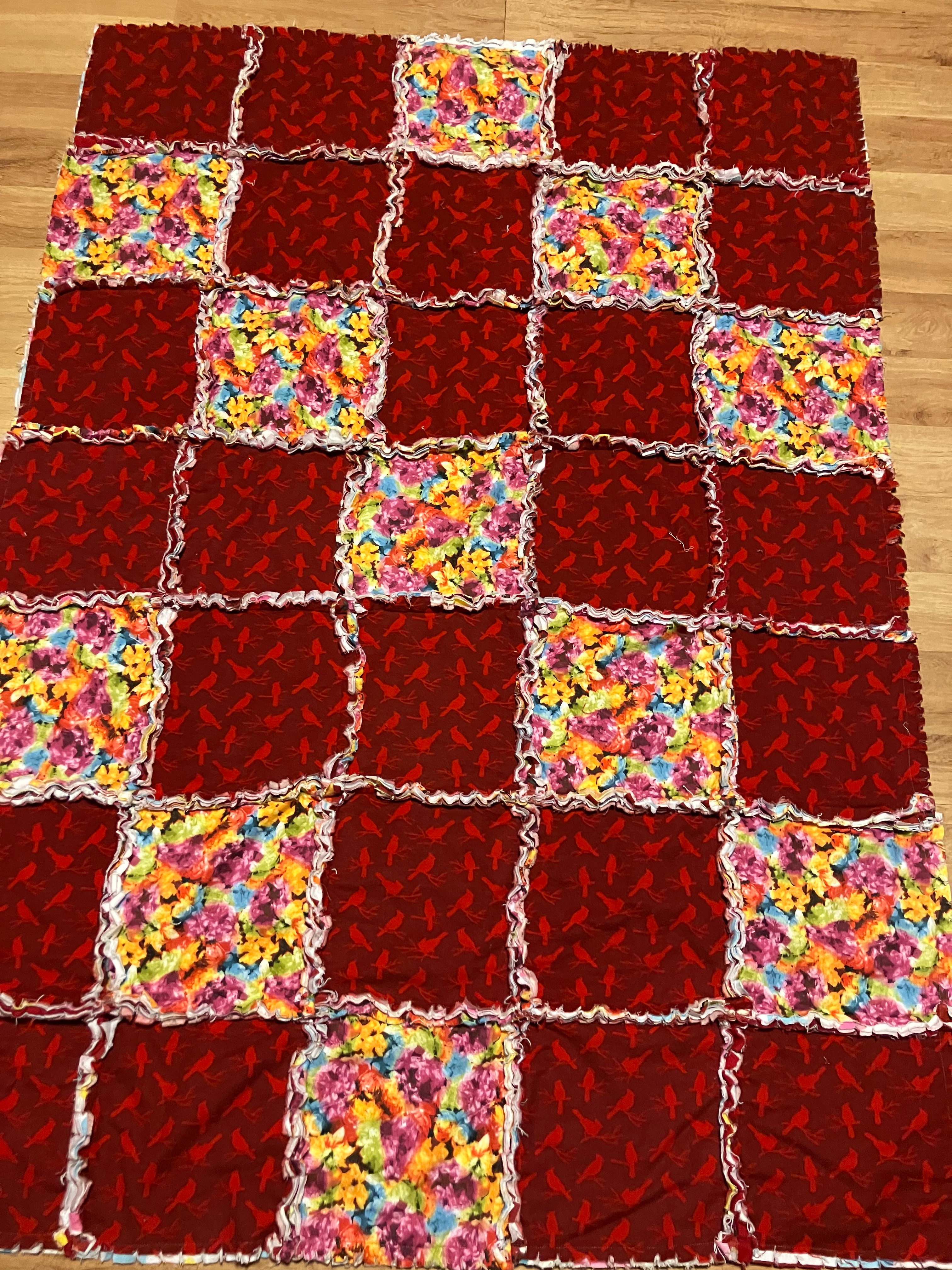Cardinal and Flowers Rag Blanket