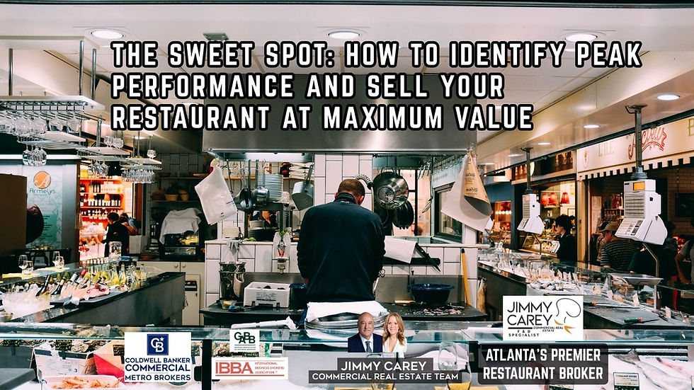 Atlanta restaurant owner standing at a commercial kitchen pass during peak service — Jimmy Carey Commercial Real Estate, Atlanta's Premier Restaurant Broker, explains how to identify peak performance and sell your Atlanta restaurant at maximum value