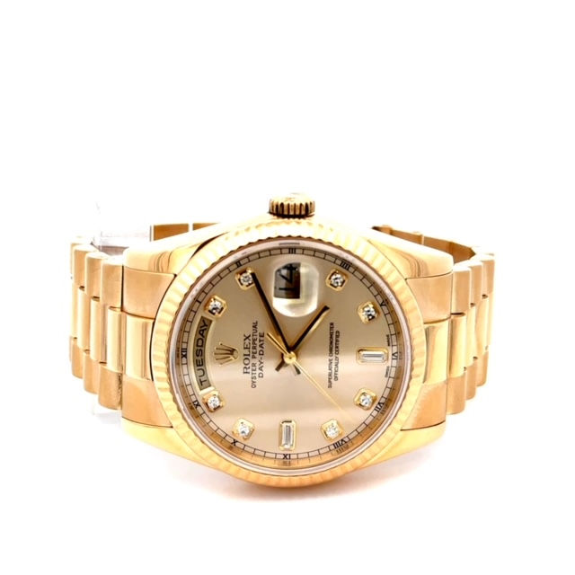 Thumbnail: PRE OWNED Rolex President Day-Date 36MM With Diamond Dial
