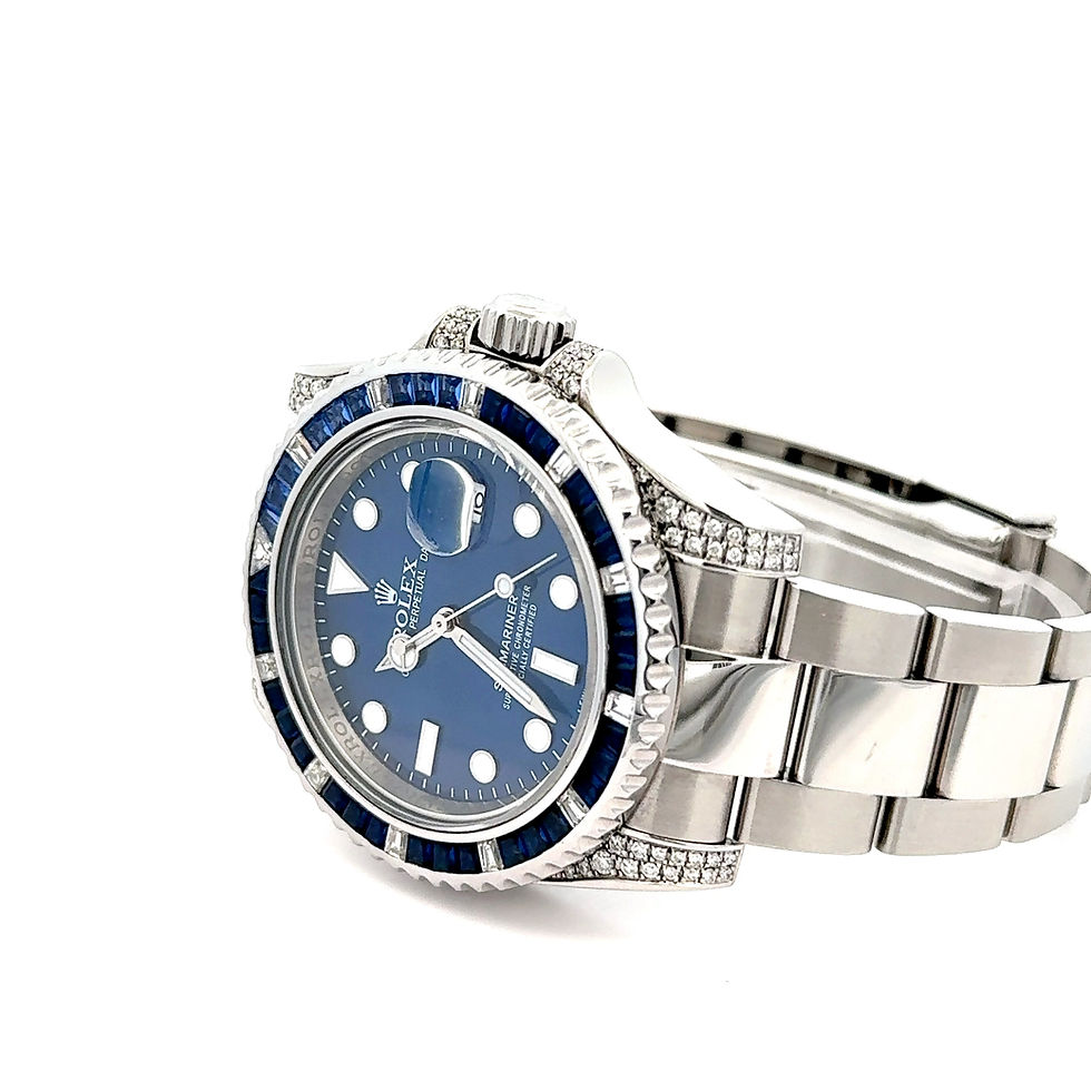 Thumbnail: Pre-owned Rolex Submariner 40MM Blue Dial Sapphire Bezel Diamond