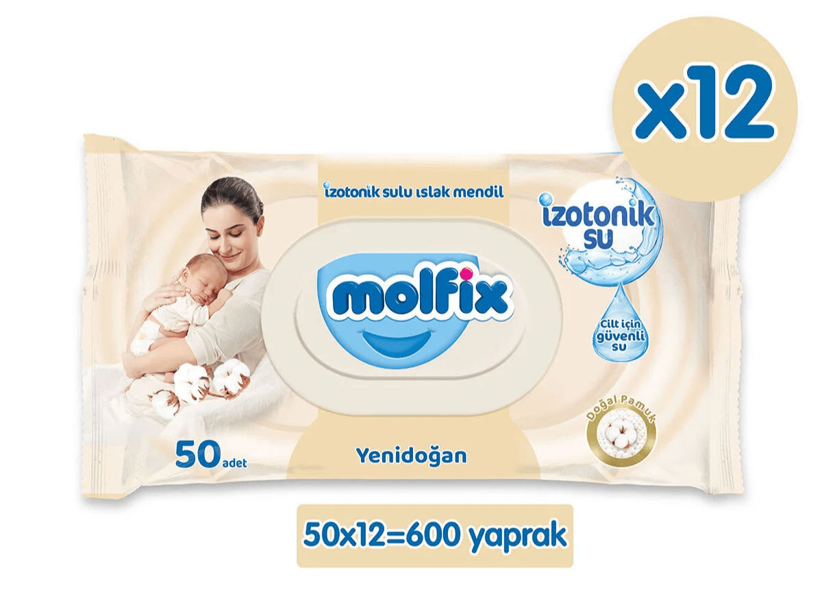 MOLFIX ISOTONIC WET WIPES NEWBORN 50*12