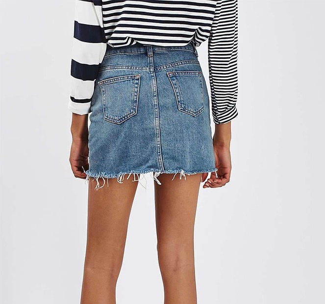 Thumbnail: Distressed Raw Hem Denim Short Dress