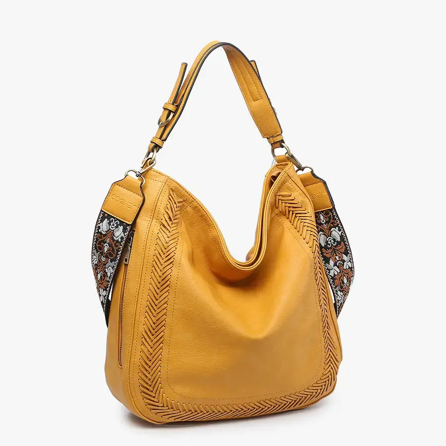 Thumbnail: Jen & Co | Aris Whipstitch Hobo/Crossbody w/ Guitar Strap Purse
