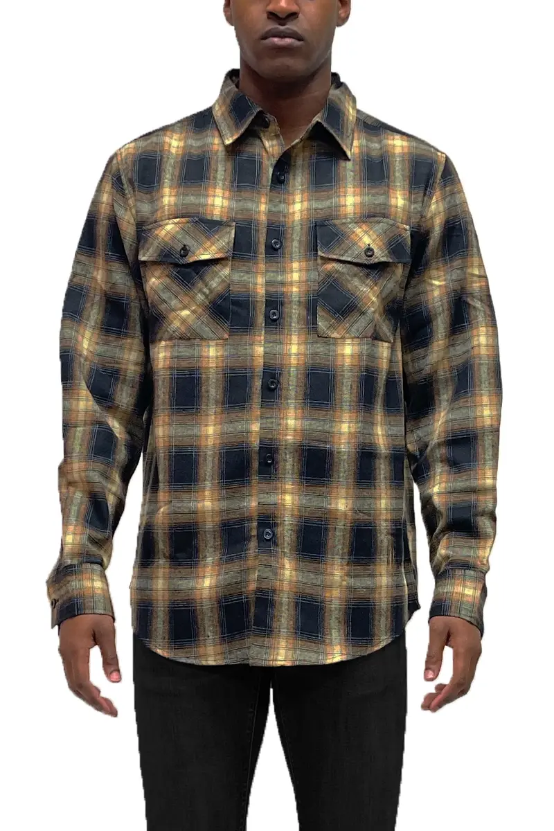 Thumbnail: Unisex Long Sleeve Flannel Button Down Shirt