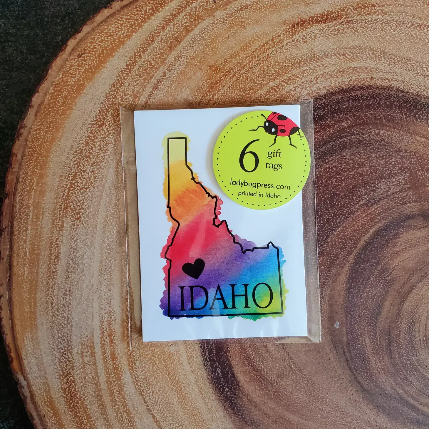 Ladybug Press | Idaho Heart Rainbow tags, 6 pack gift tags