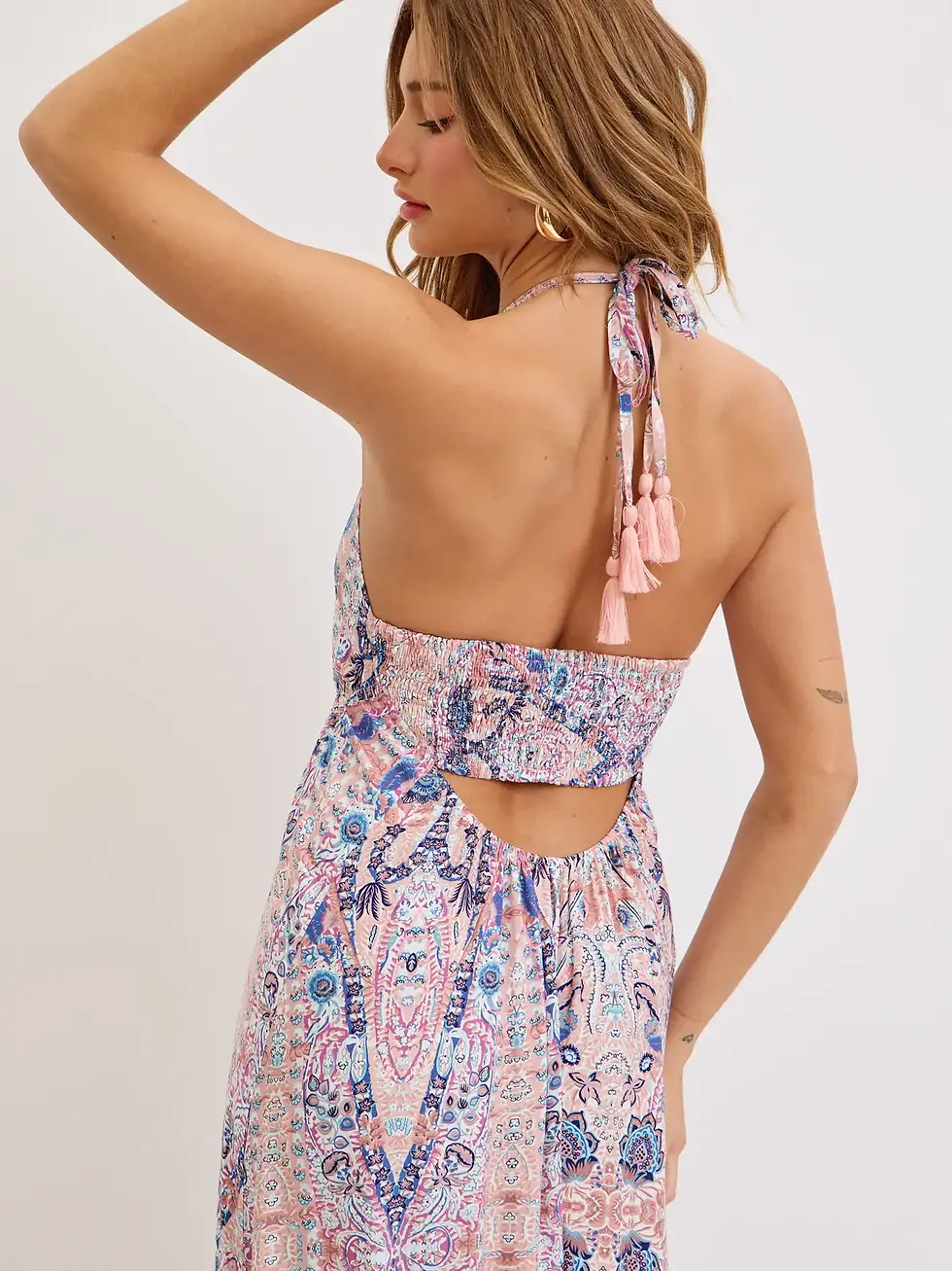 Thumbnail: Bohemian Floral Print Halter Floral Maxi Dress