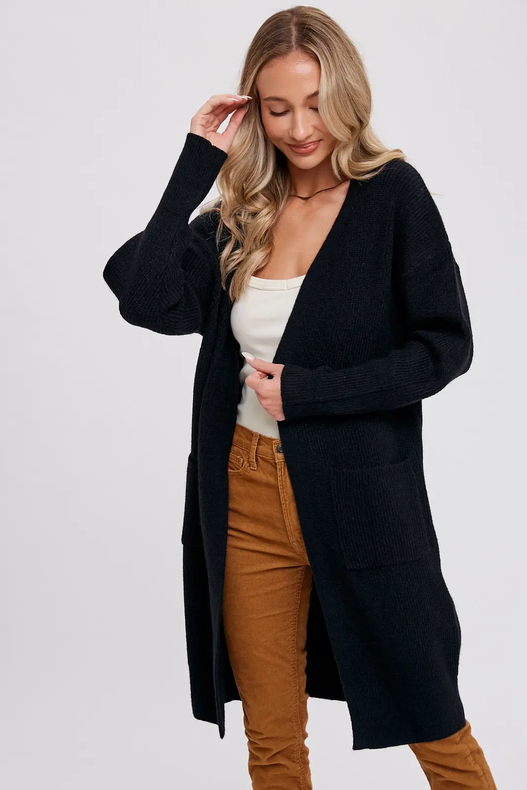 Bluivy | Ribbed Open Front Cardigan
