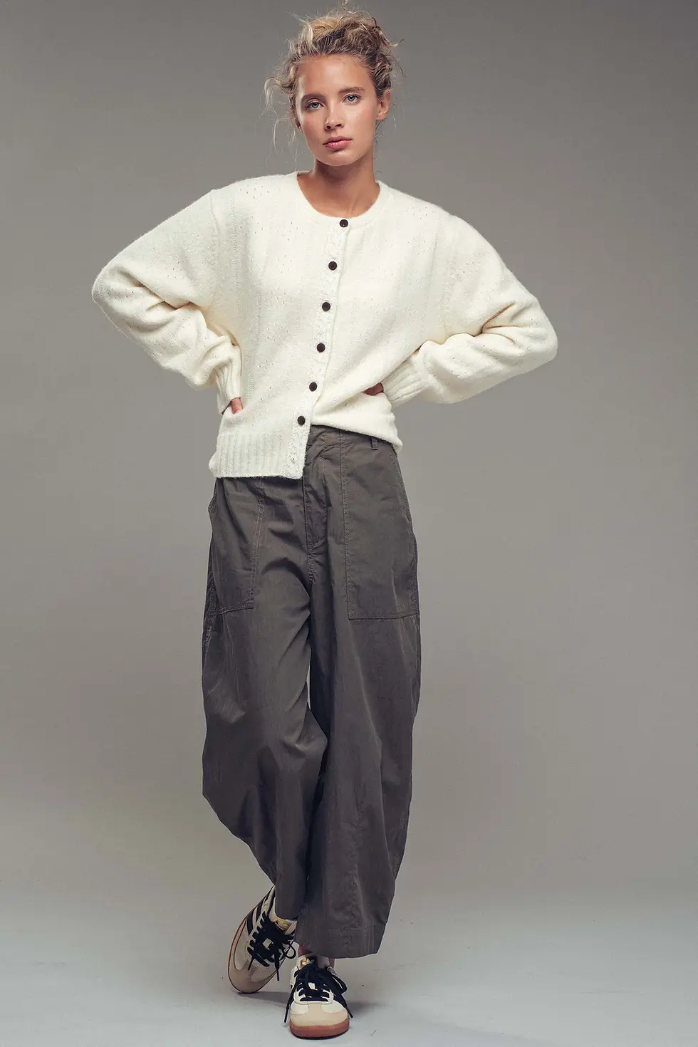 Thumbnail: Lace Trim Wool Blend Cardigan