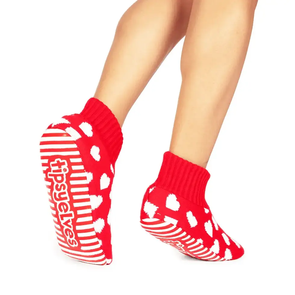 Beating Hearts Red Valentine's Day Slipper Socks