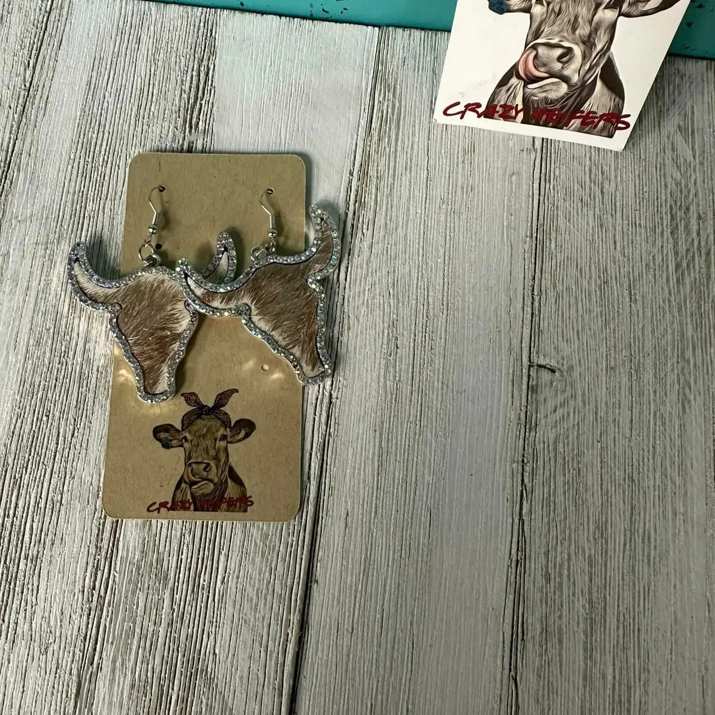 Metal Steer Head Dangle Earrings