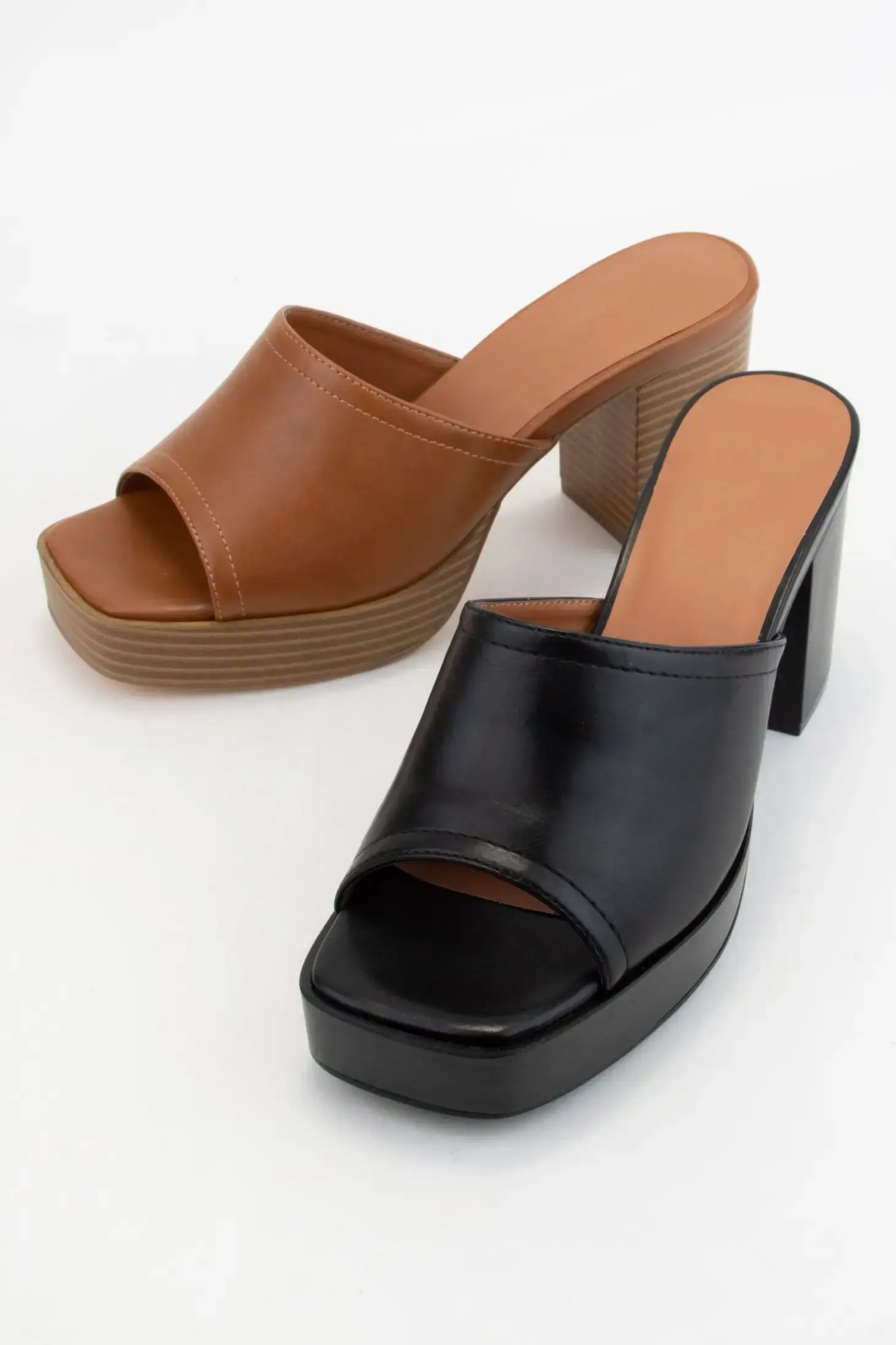 CCOCCI | Square Open Toe Clog Heel