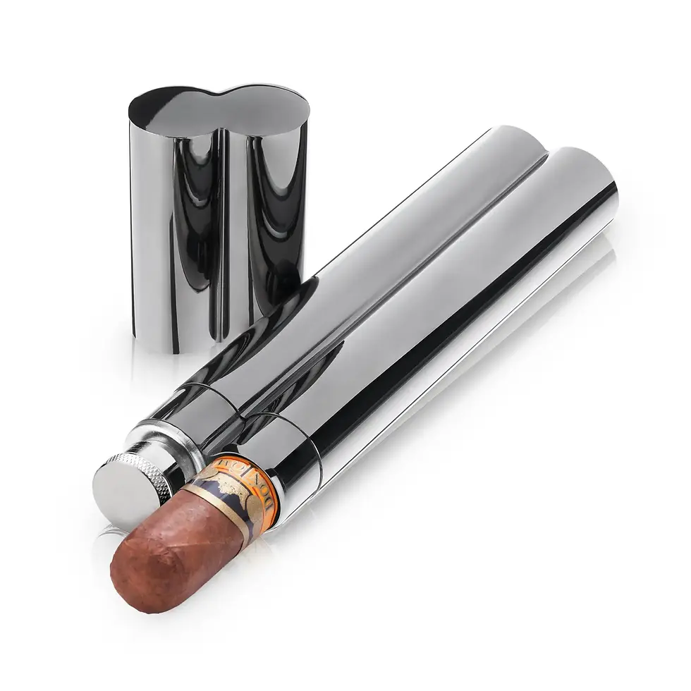 Thumbnail: Viski | Warren™ Gunmetal Cigar Holder and Flask