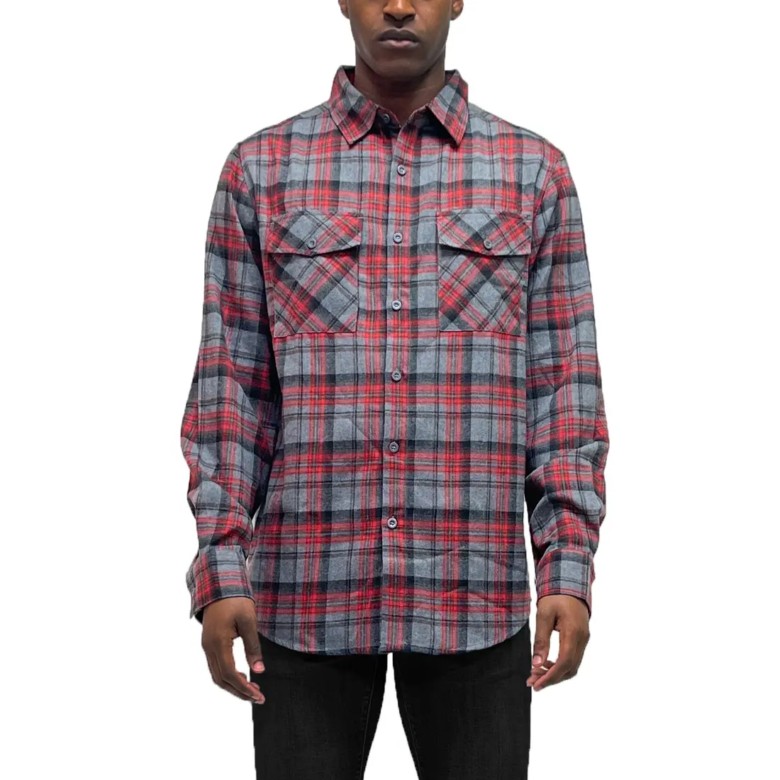 Unisex Long Sleeve Flannel Button Down Shirt
