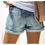 Thumbnail: Women's High-Waisted Hole-Flap Denim Shorts