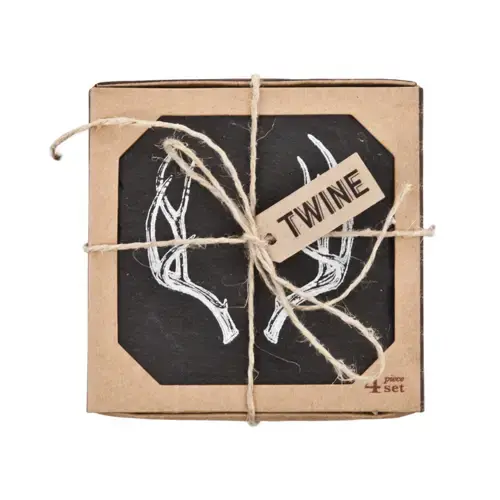Thumbnail: Twine | Rustic Holiday Antler Slate Coasters