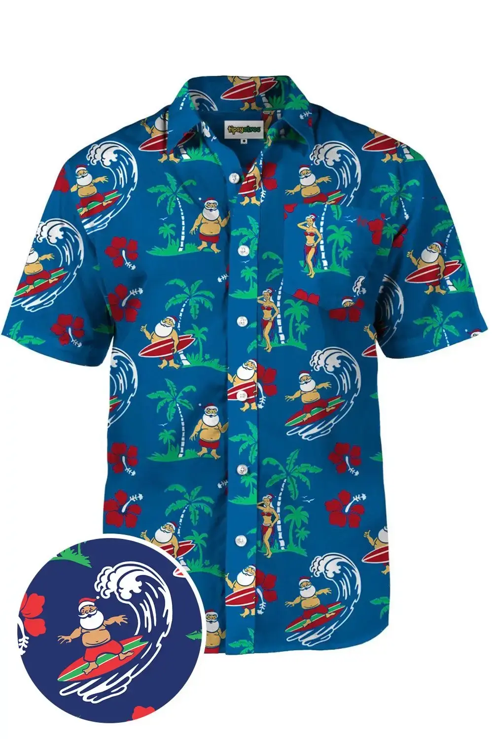 Men's Surf's Up Santa Ugly Christmas Hawaiian Shirt