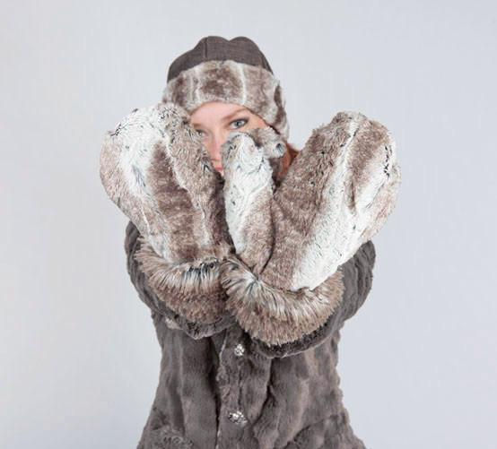 Thumbnail: Pandemonium | Mittens - Luxury Faux Fur in Birch