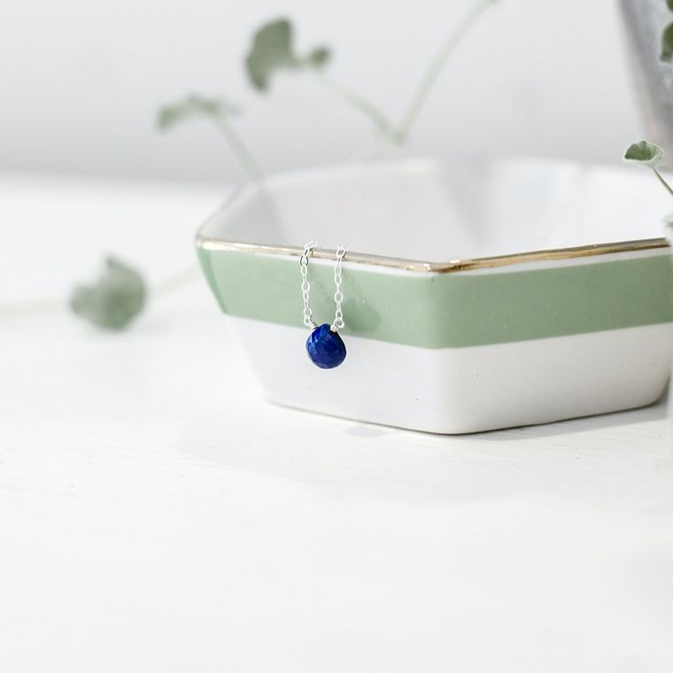 Lapis Teardrop Necklace in Silver
