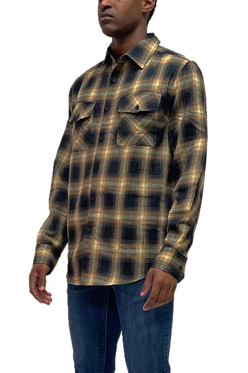 Thumbnail: Unisex Long Sleeve Flannel Button Down Shirt