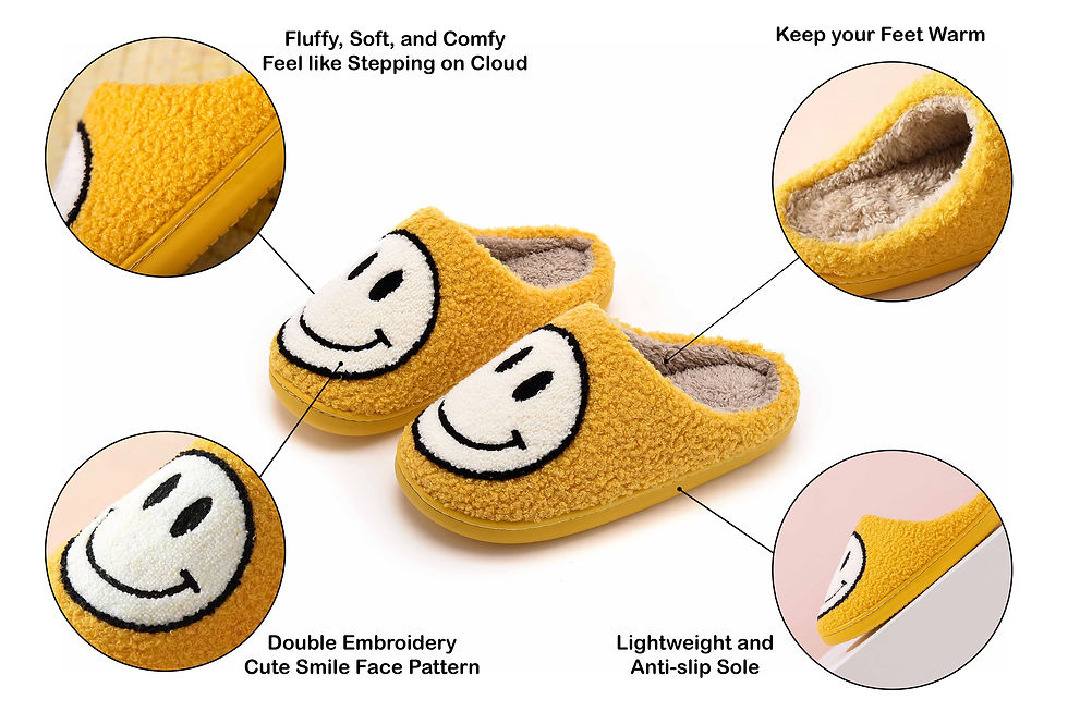 Thumbnail: Fun Smile Face House Fur Slippers for Indoor and Outdoor