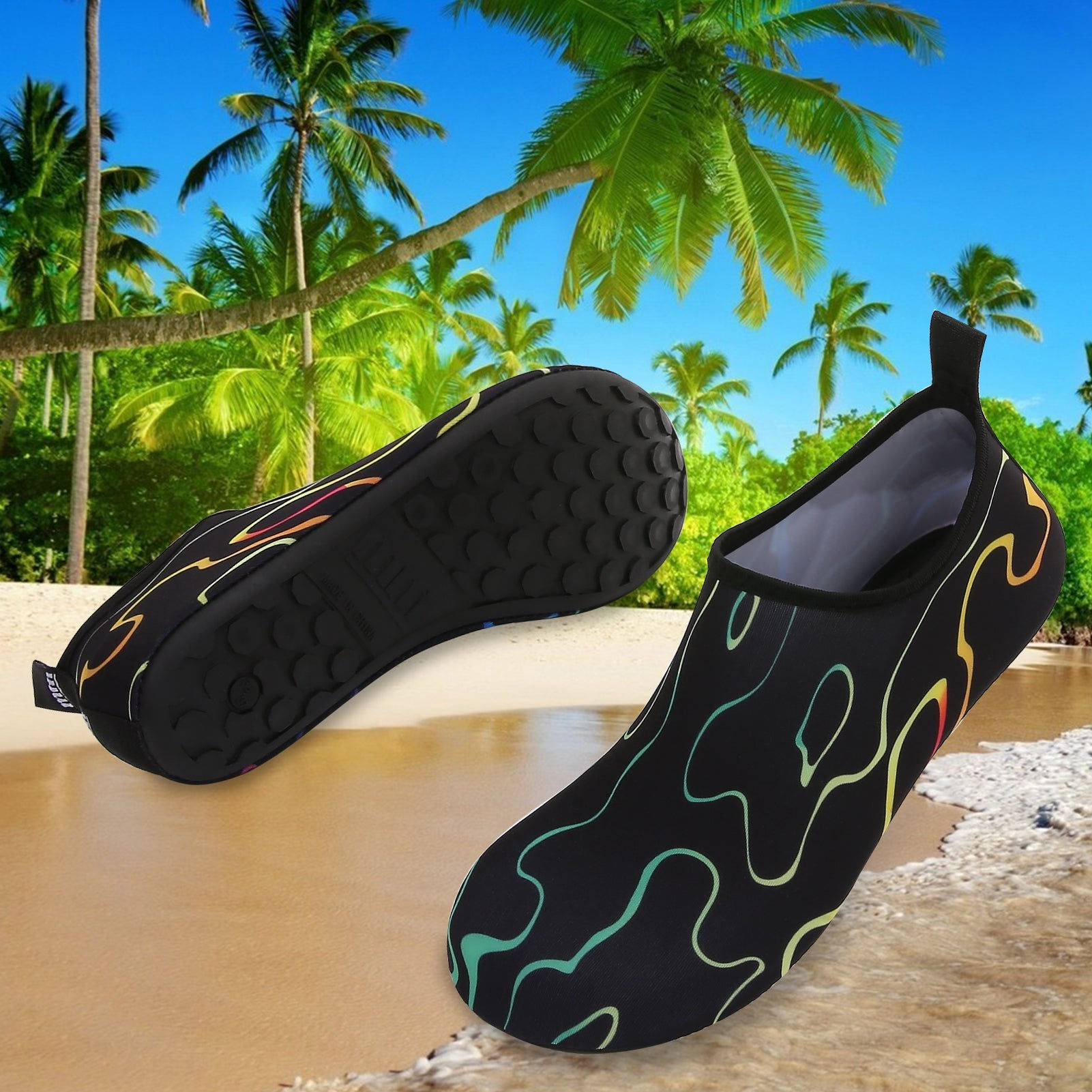 Slip On Barefoot Quick-Dry Beach Aqua  Water Shoes (Tide/Black)