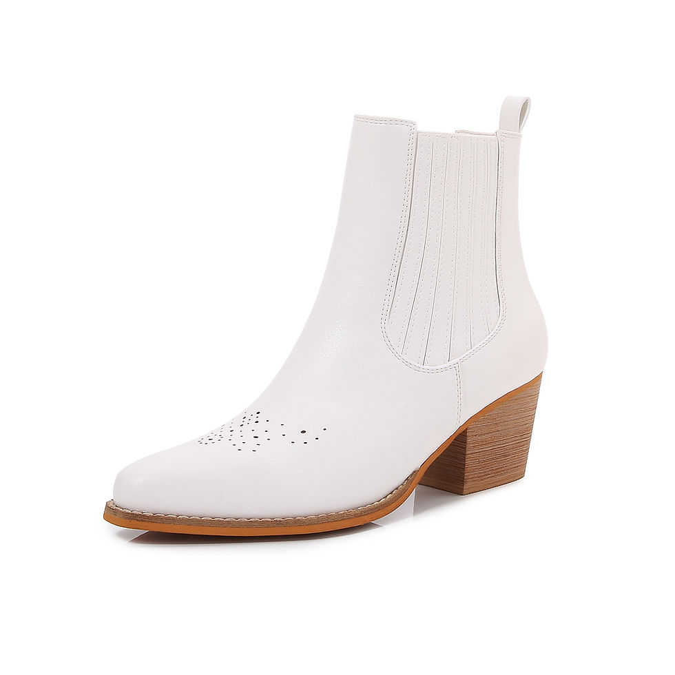 Thumbnail: Women PU Leather Stacked Heel Ankle Chelsea Boots