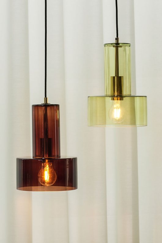 Suspension en verre vert ou marron