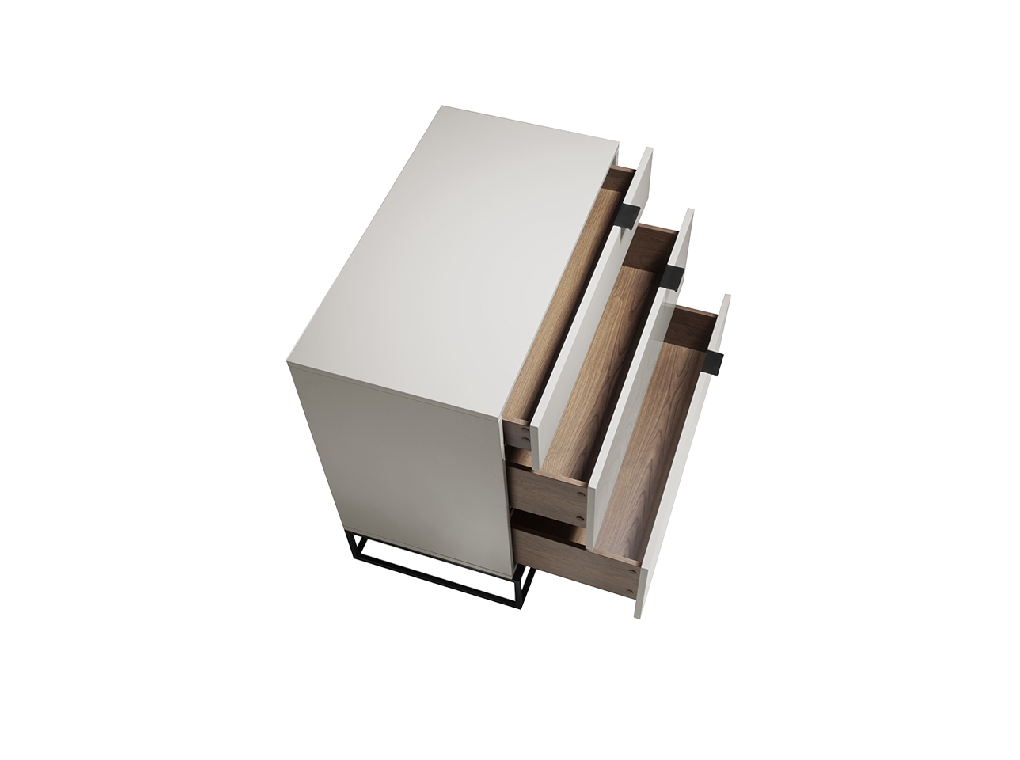 Commode en bois gris perle et acier noir — détail 5