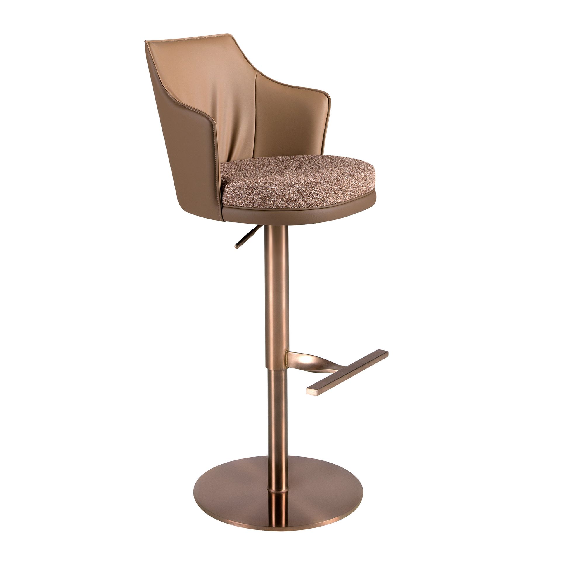 Tabouret pivotant en tissu marbré et similicuir - Coloris au choix — détail 6