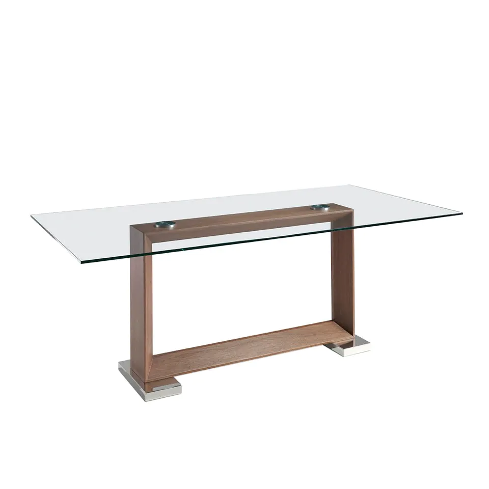 Table en verre et structure en bois plaqué — détail 3