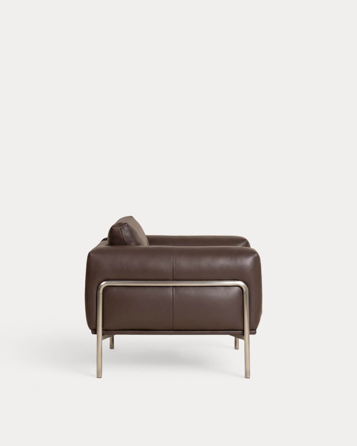 Fauteuil Jahir en métal et similicuir - Marron Chocolat — détail 4