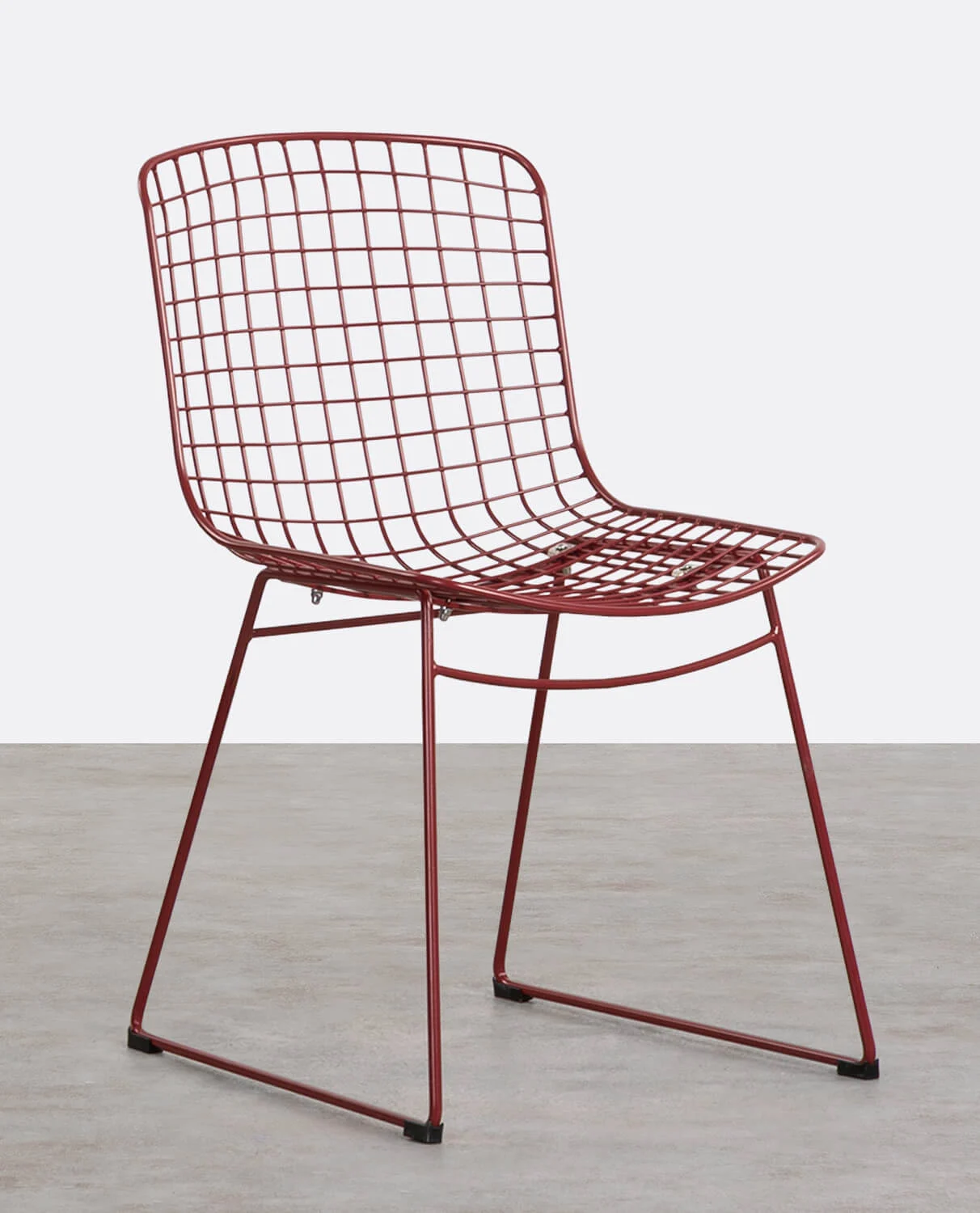 Chaise de salle à manger au dossier haut en métal sans coussin rouge tindo