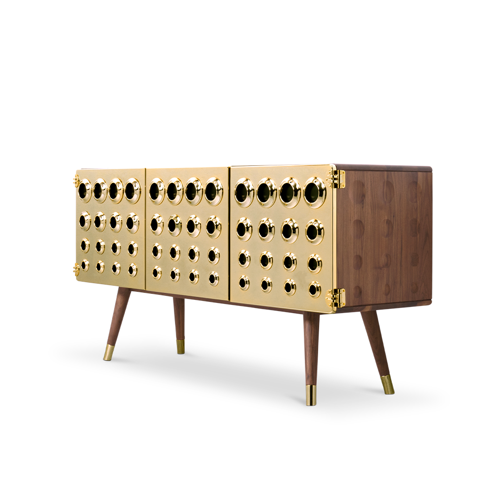 Buffet en bois massif et laiton plaqué or — détail 3