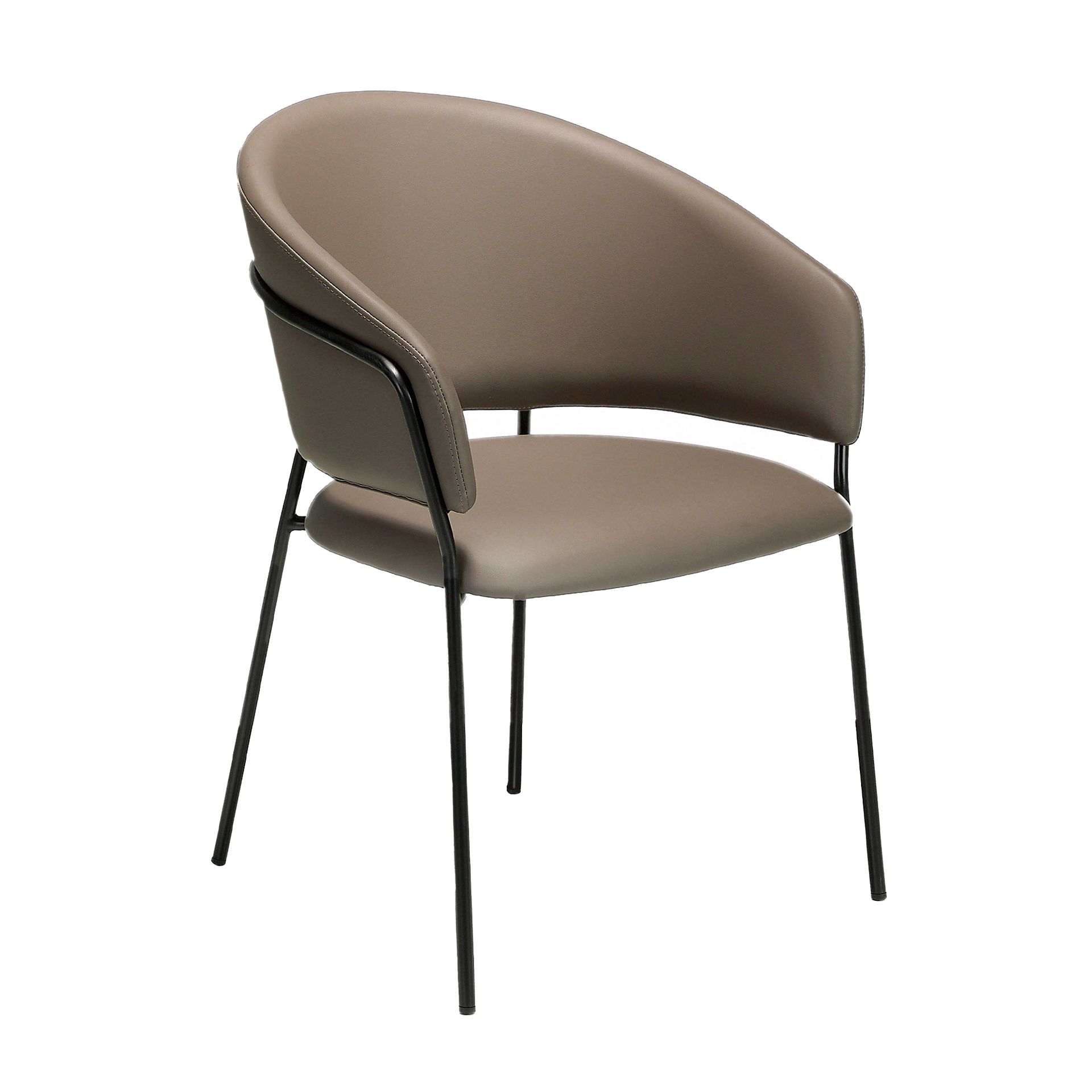 Chaise en similicuir vison foncé - Finitions noyer et taupe