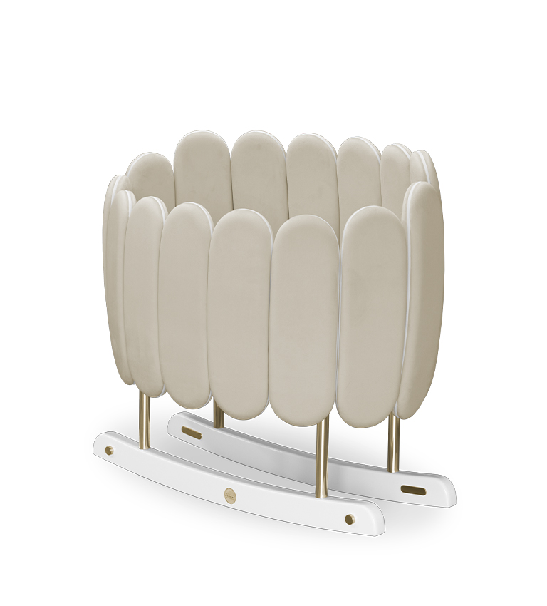 Lit rocking chair en forme de fleur de lotus crème — détail 6