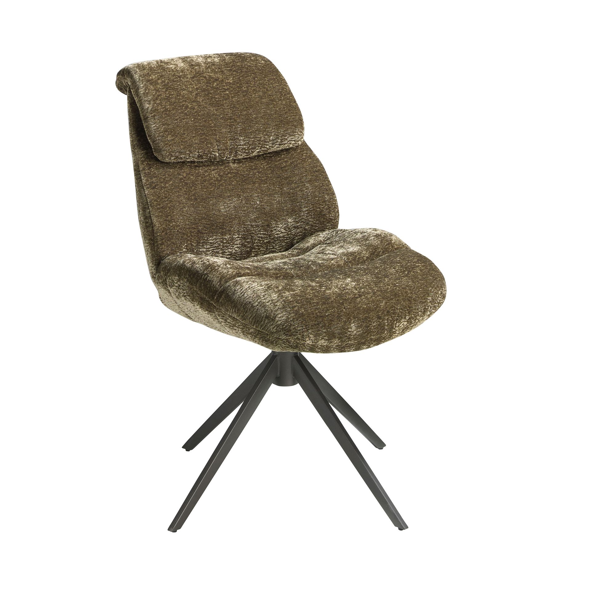 Chaise pivotante en velours vert olive - Coloris vert olive et noir