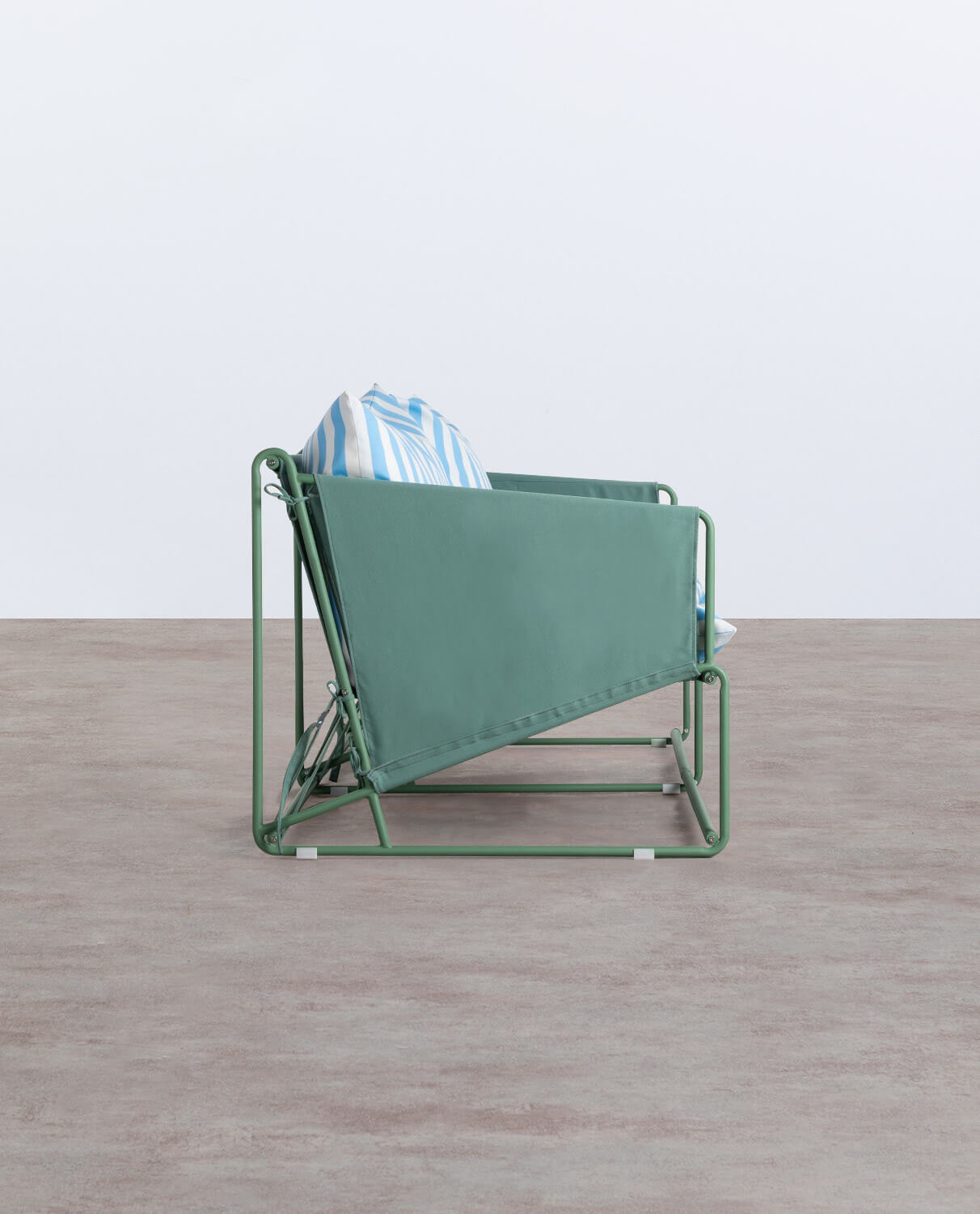 Canapé deux places en fer et assise en tissu — détail 4
