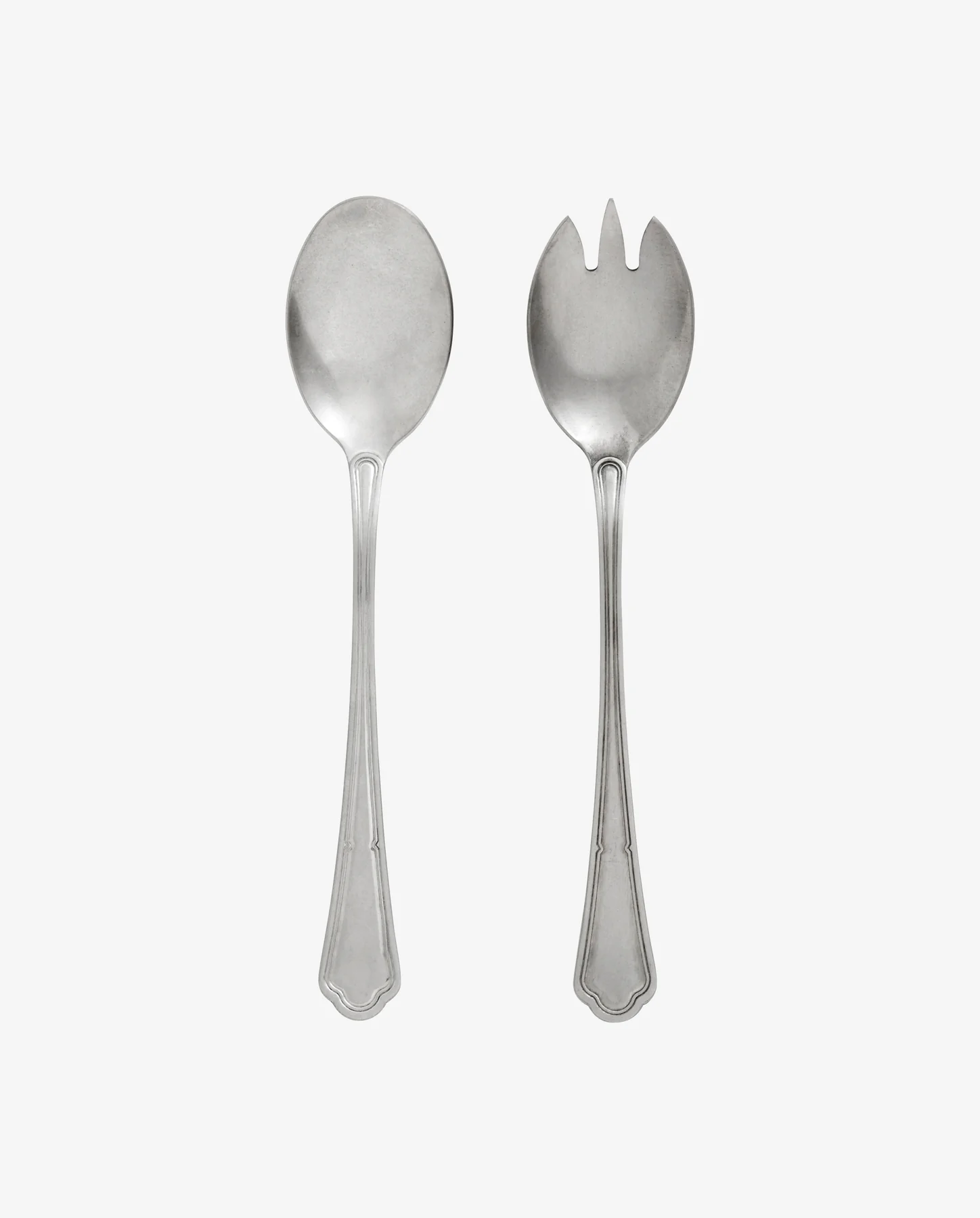 Couverts à salade en acier inoxydable gris métal — détail 3