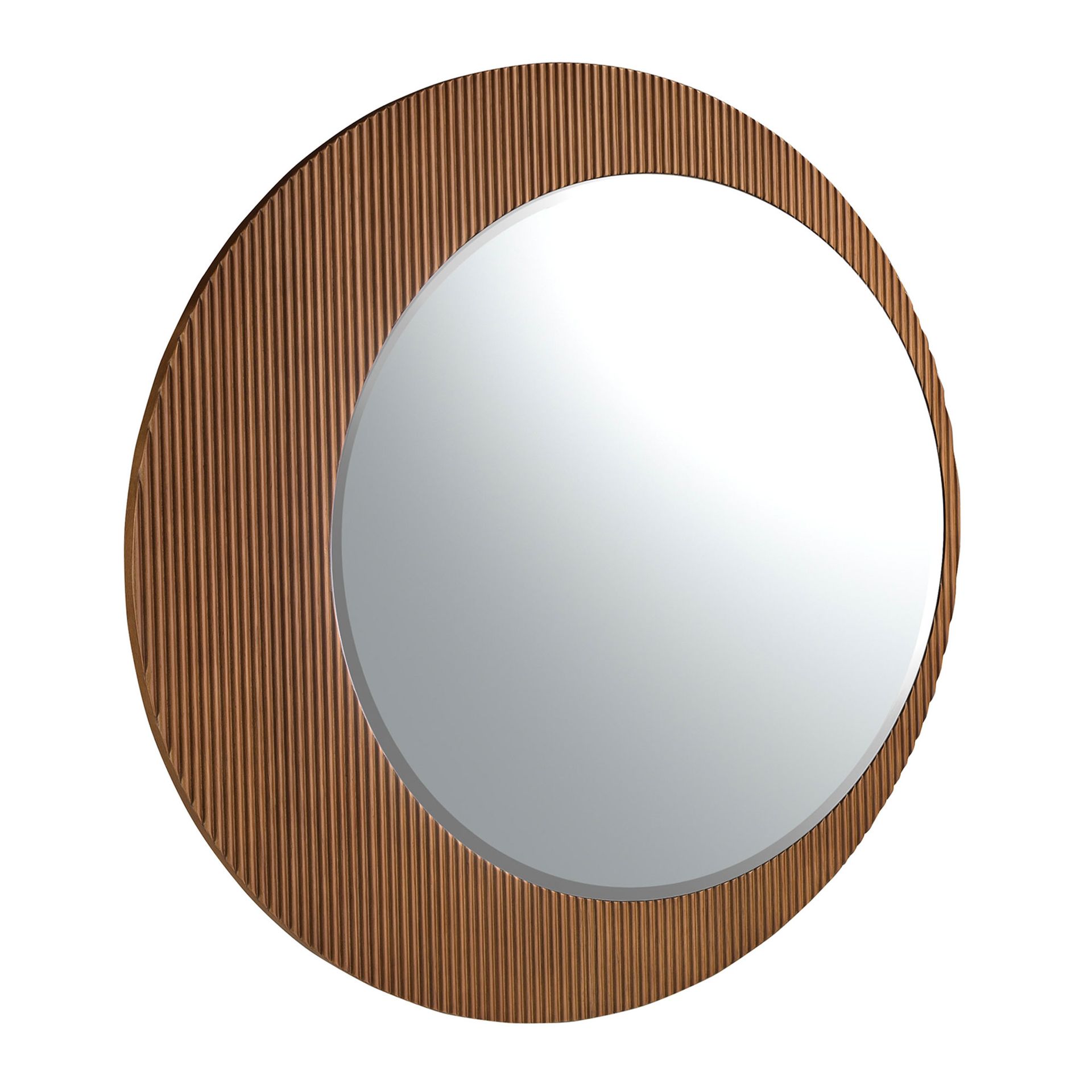 Miroir mural rond noyer - Finitions noyer