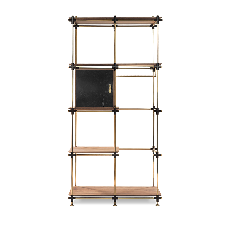Bibliothèque minimaliste avec porte en marbre