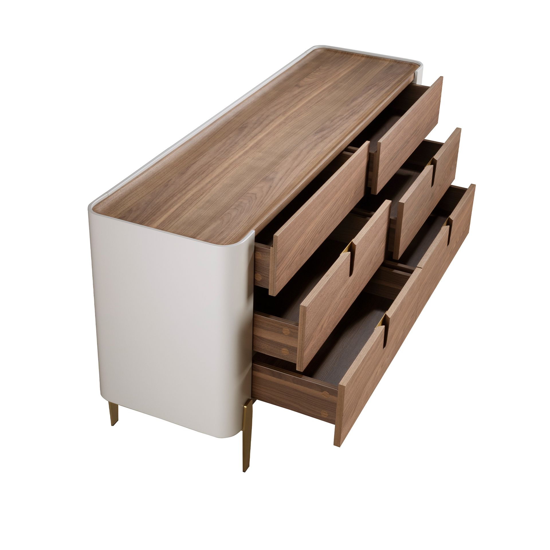 Commode en noyer - Finitions beige, or et noyer — détail 6