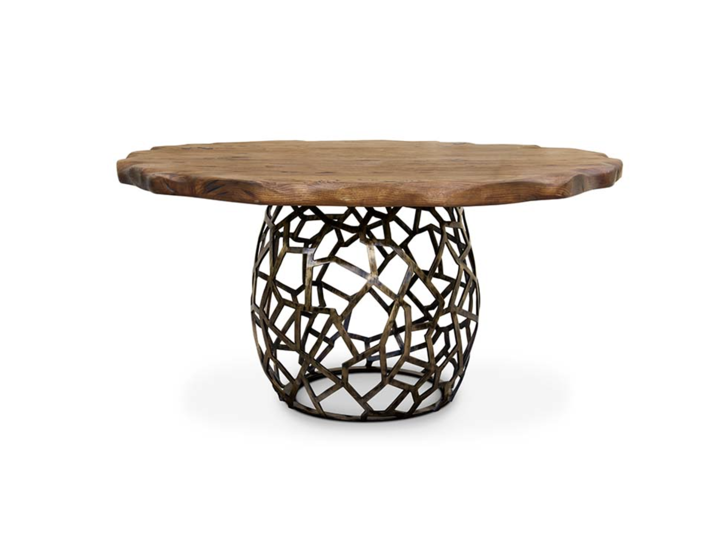 Table à manger avec pied en laiton vieilli mat