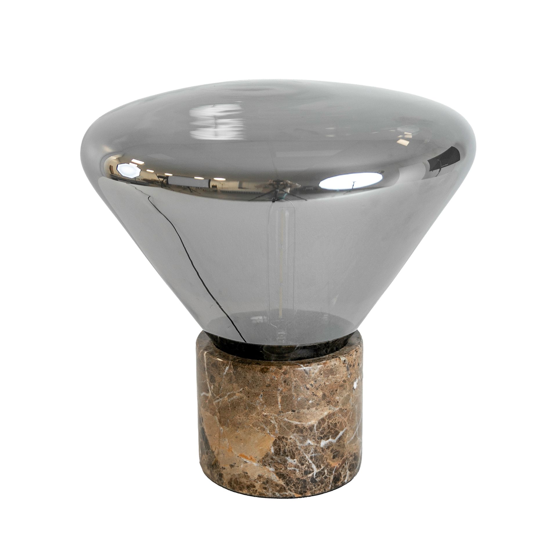 Lampe de table verre fumé et céramique - Coloris marron et noir