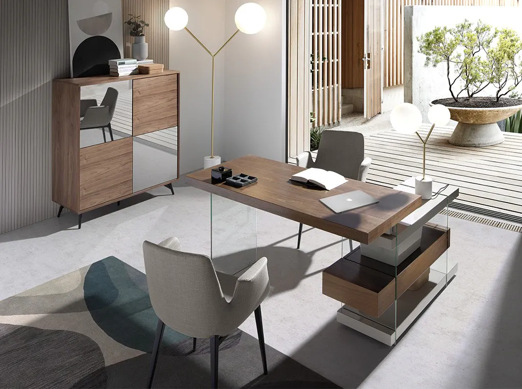 Bureau en bois et verre trempé — détail 3