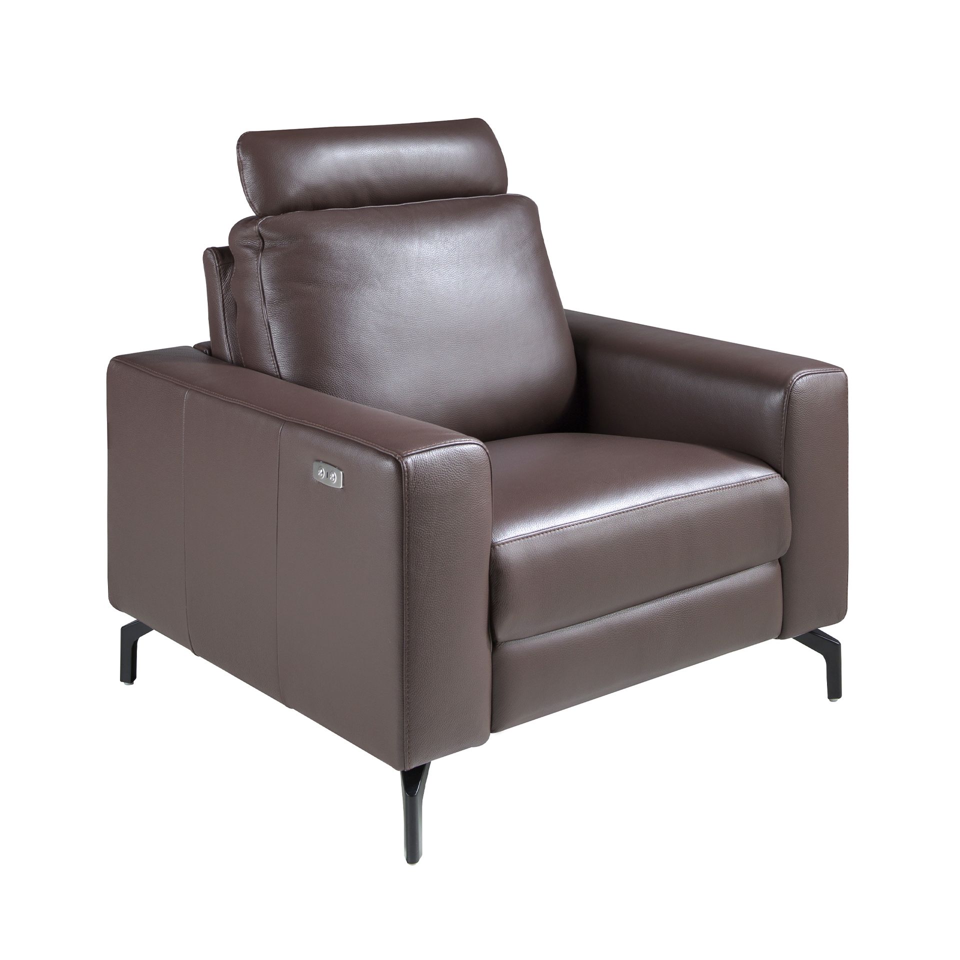 Fauteuil relax en cuir marron chocolat - Coloris chocolat noir