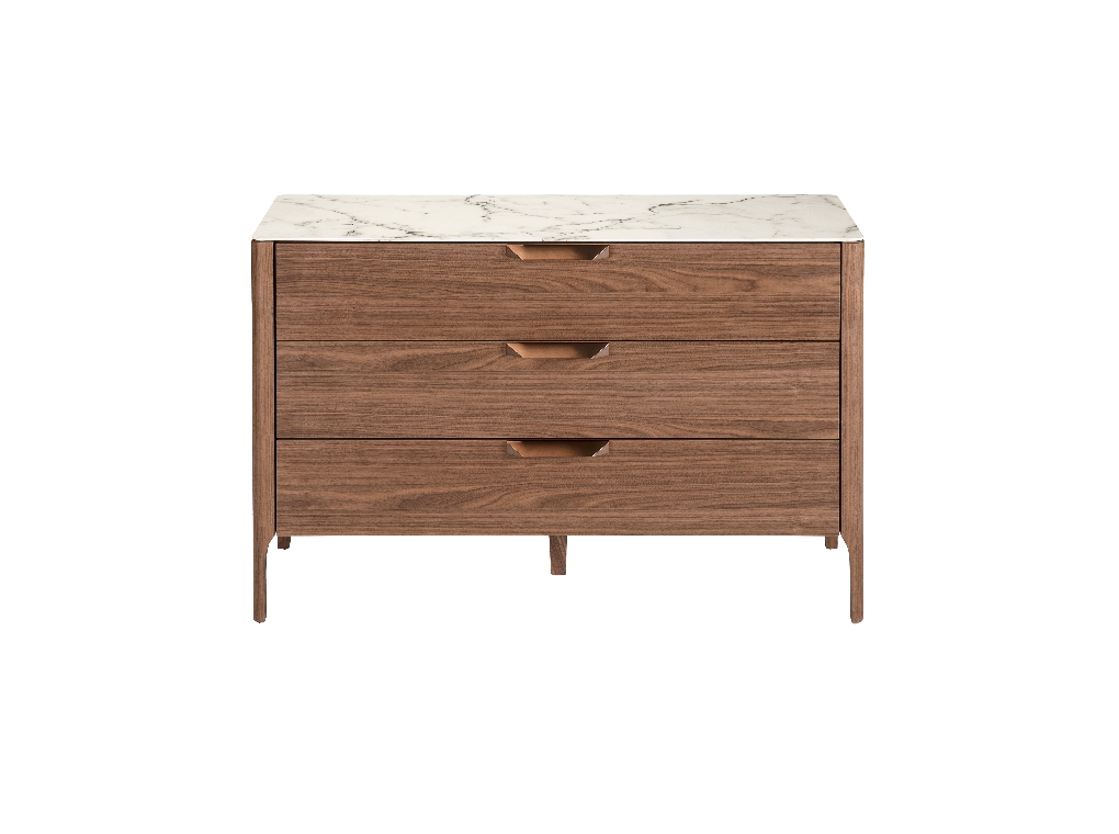Commode en fibre de verre effet marbre et bois de noyer — détail 3