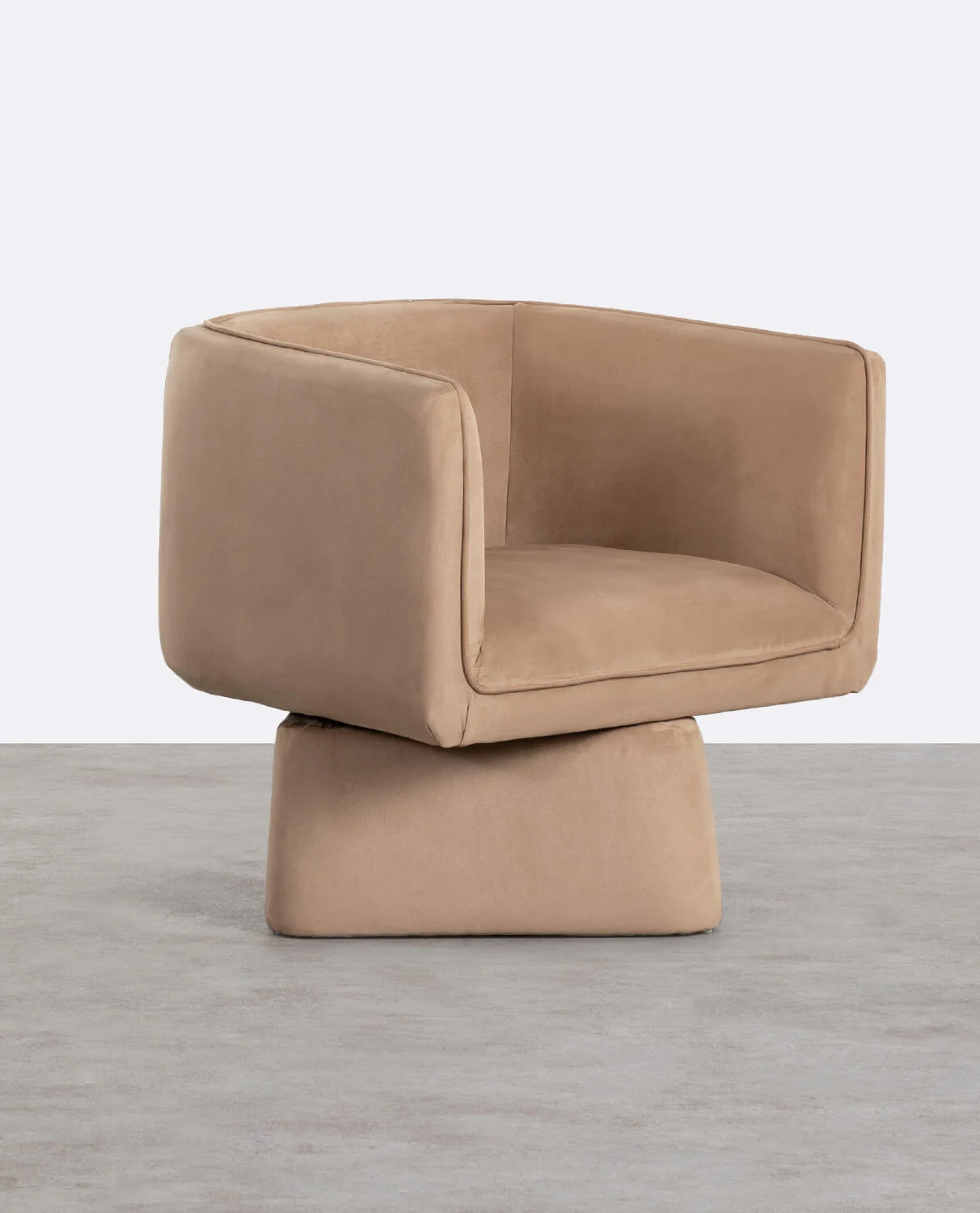 Fauteuil pivotant en tissu doux marron clair — détail 4