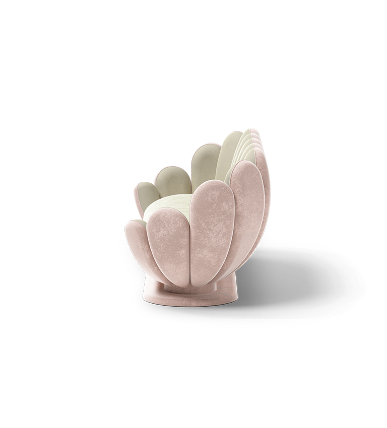 Canapé en forme de fleur de lotus rose/crème — détail 4