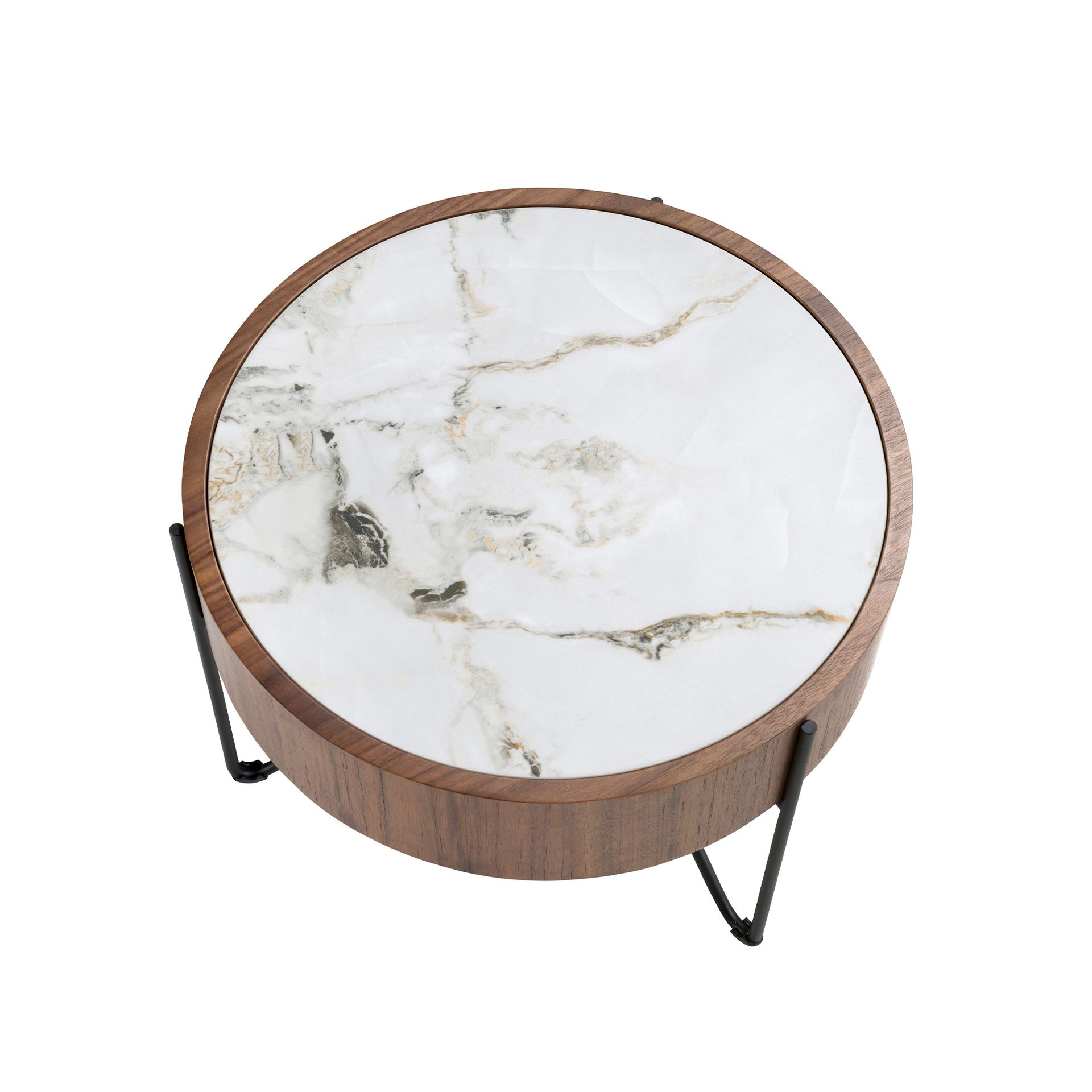 Table d’appoint ronde céramique - Finitions noyer, blanc et noir — détail 5