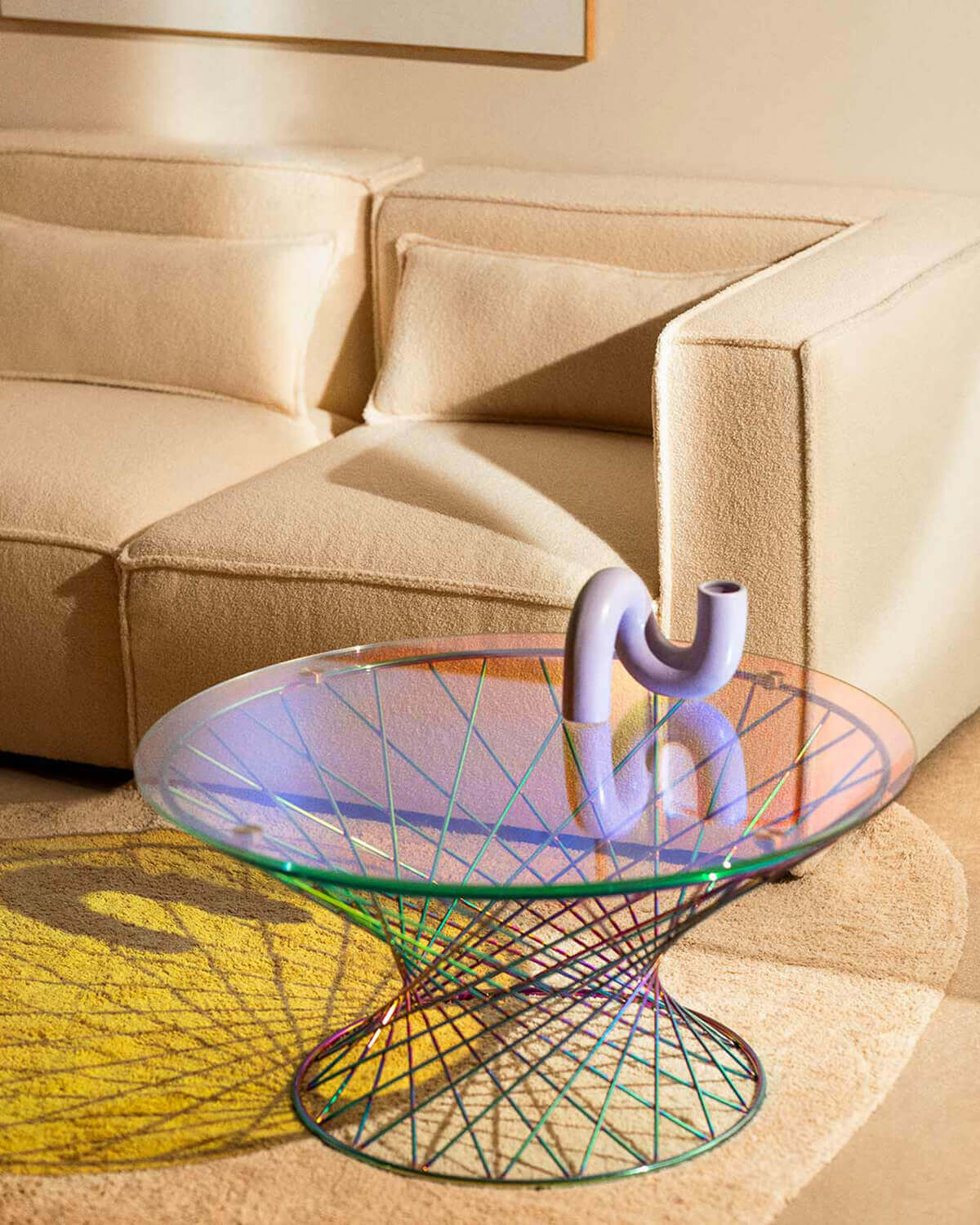 Canapé modulaire d'angle 2 pièces bouclé Kilhe — Coloris au choix